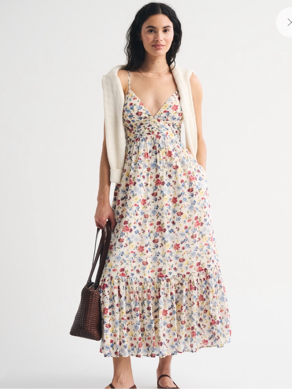 Abercrombie Bra-Free Tie-Back Flowy V-Neck Maxi Dress